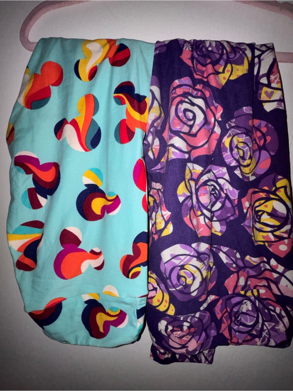 LuLaRoe Leggings - Aqua Multi & Purple Floral-Disney inspired tall & curvy